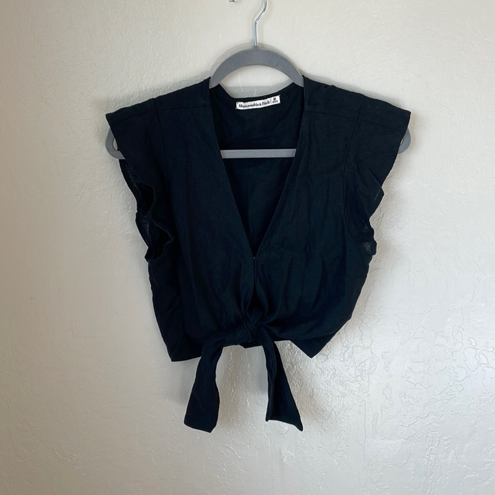 Abercrombie and Fitch Linen Tie Front Blouse